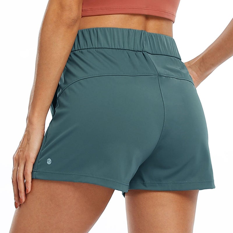 Willit Womens Athletic Hiking Running Shorts for Women Yoga Workout Gym Quick Dry Shorts with Pockets Mallard Green L - Image 3